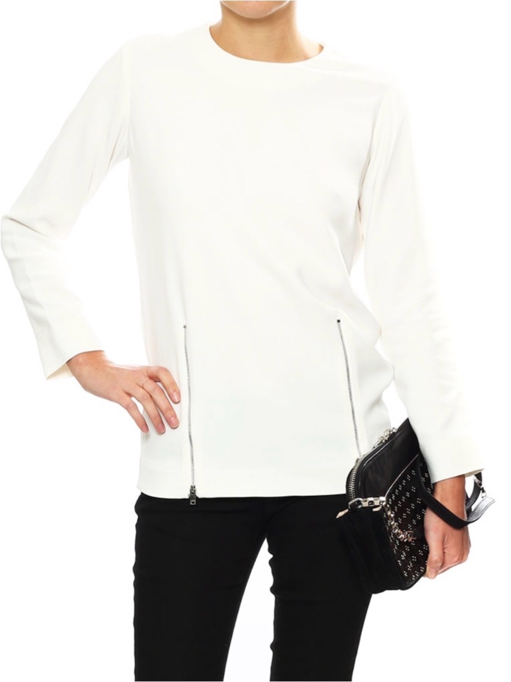 Stella McCartney White Blouse Italy side zippers size 44 /10